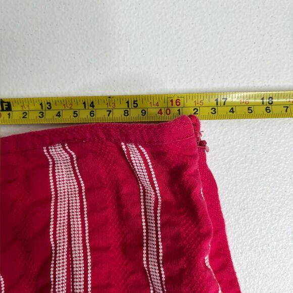 Talbots Hot Pink White Embroidered Pleated A Line Flare Side Zip Skirt Women 10 - Picture 10 of 12